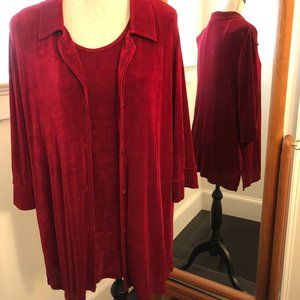 Maroon 2pc TWINSET slinky liquid knit sweater set